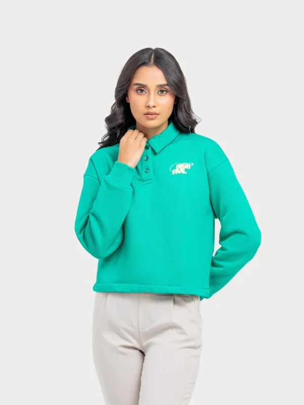 Women’s Green Long Sleeve Polo Shirt